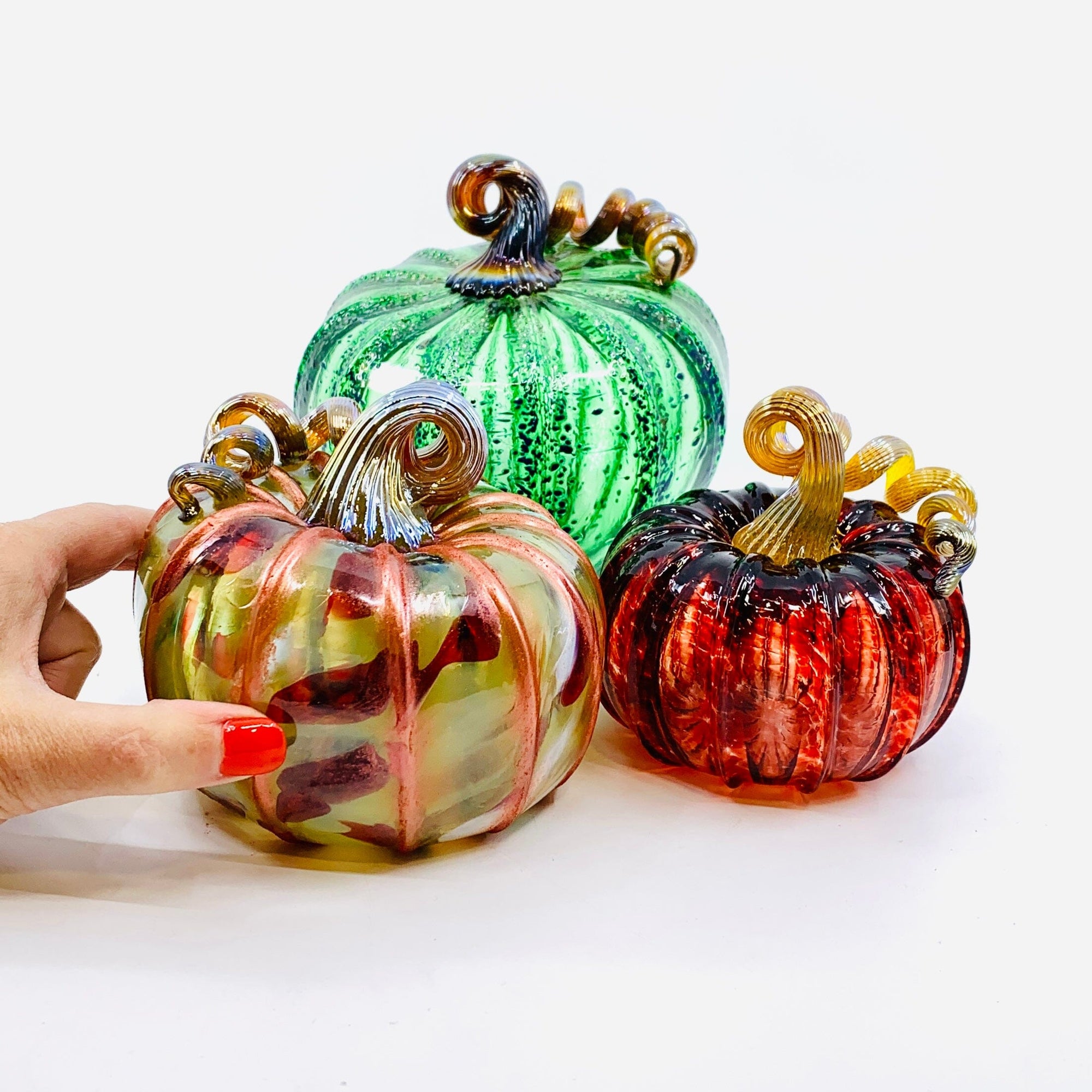 Daily Pumpkin 827 Holiday Centerpiece Trio Gabby Luke Adams Glass Blowing Studio 
