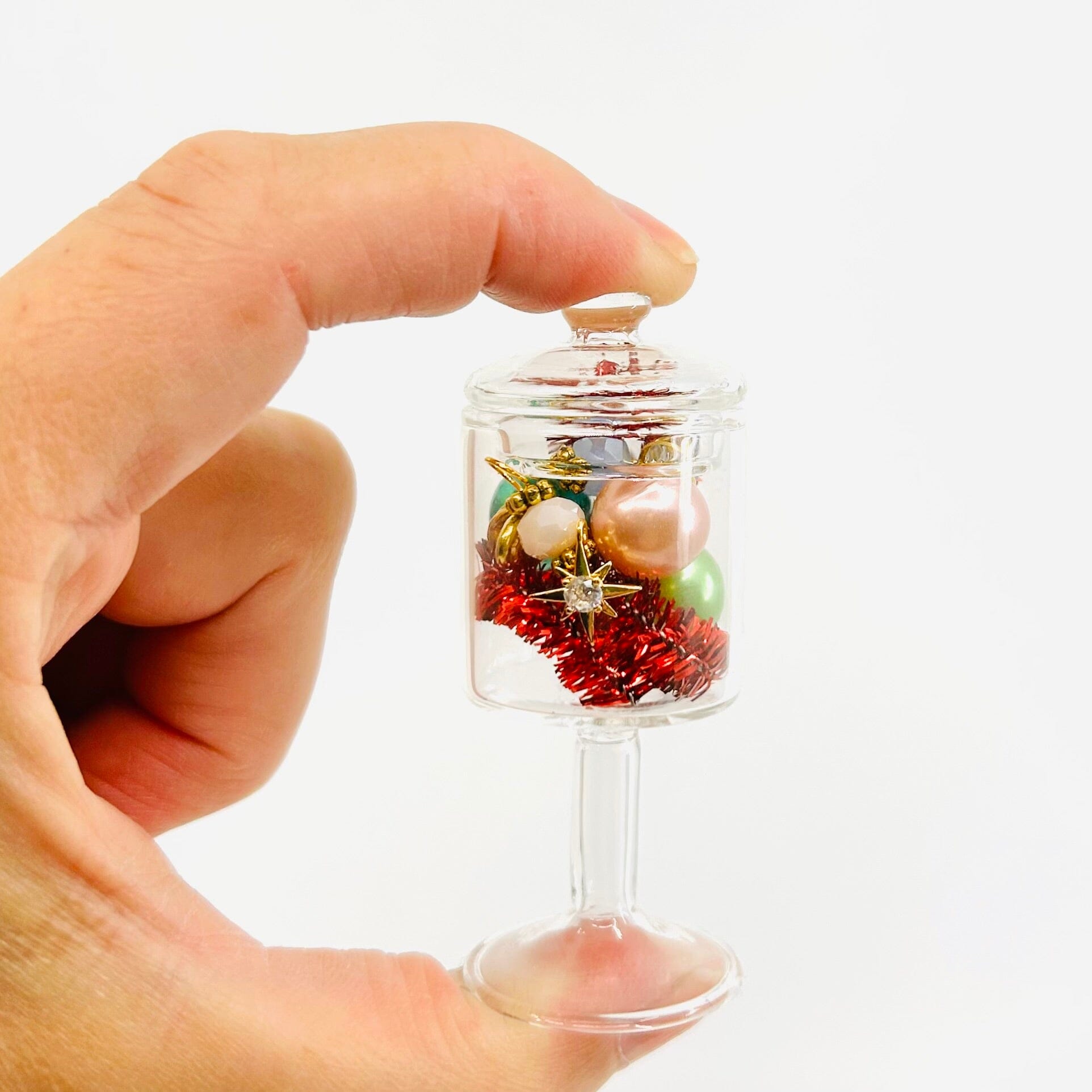 Tiniest Tree Decoration Jar, Red Garland Miniature - 