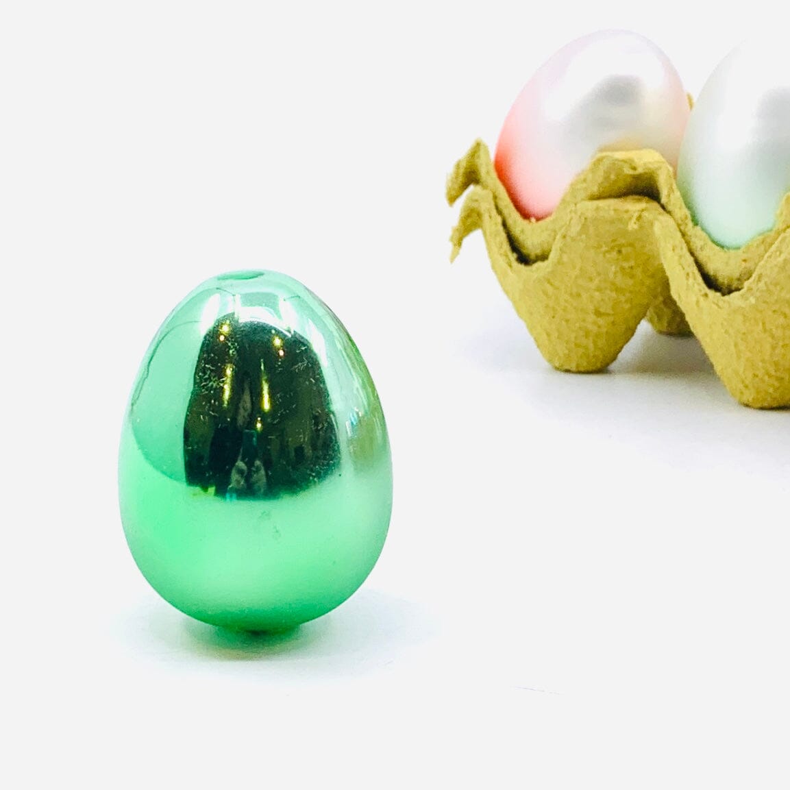 Glass Easter Eggs, Shiny Green