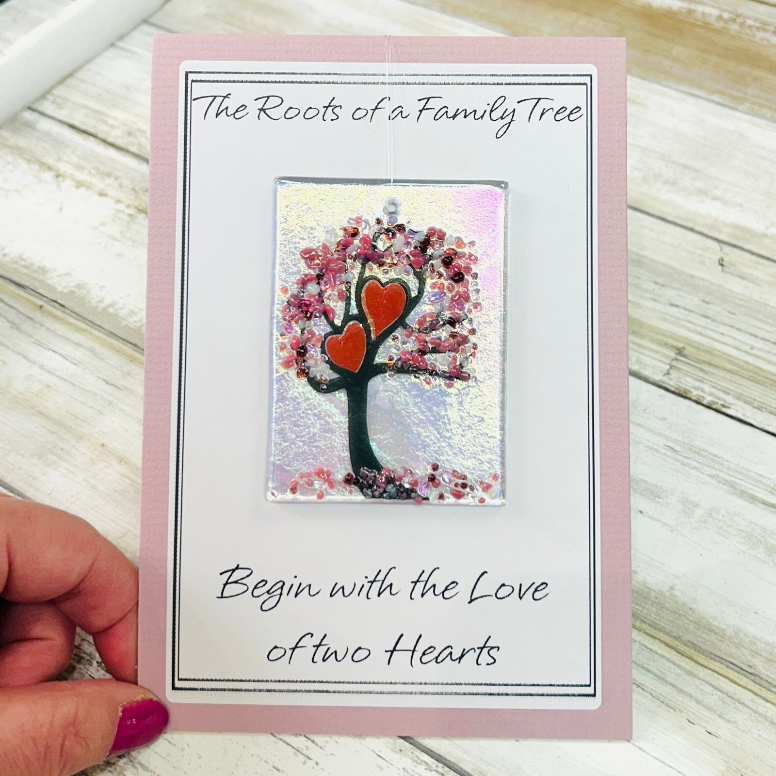 Fused Glass Love Hearts Suncatcher, Pink Shimmer Decor Glimmer Glass Gifts 