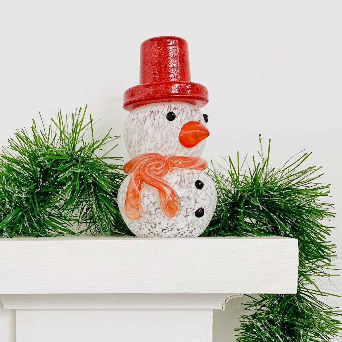 Blown Glass Snowman - Red Scarf