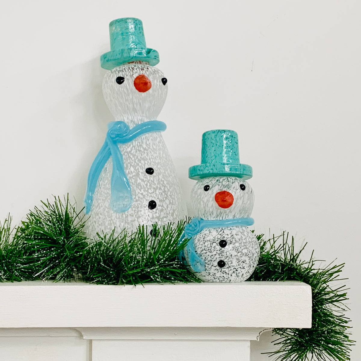 Blown Glass Snowman - Blue Scarf