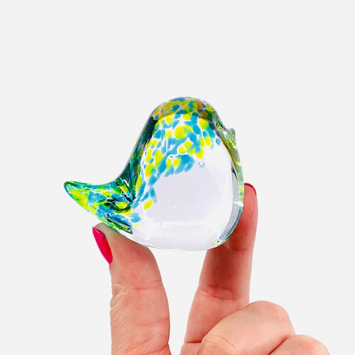 Little Glass Bird, Lime Confetti Miniature Henrietta Glass 