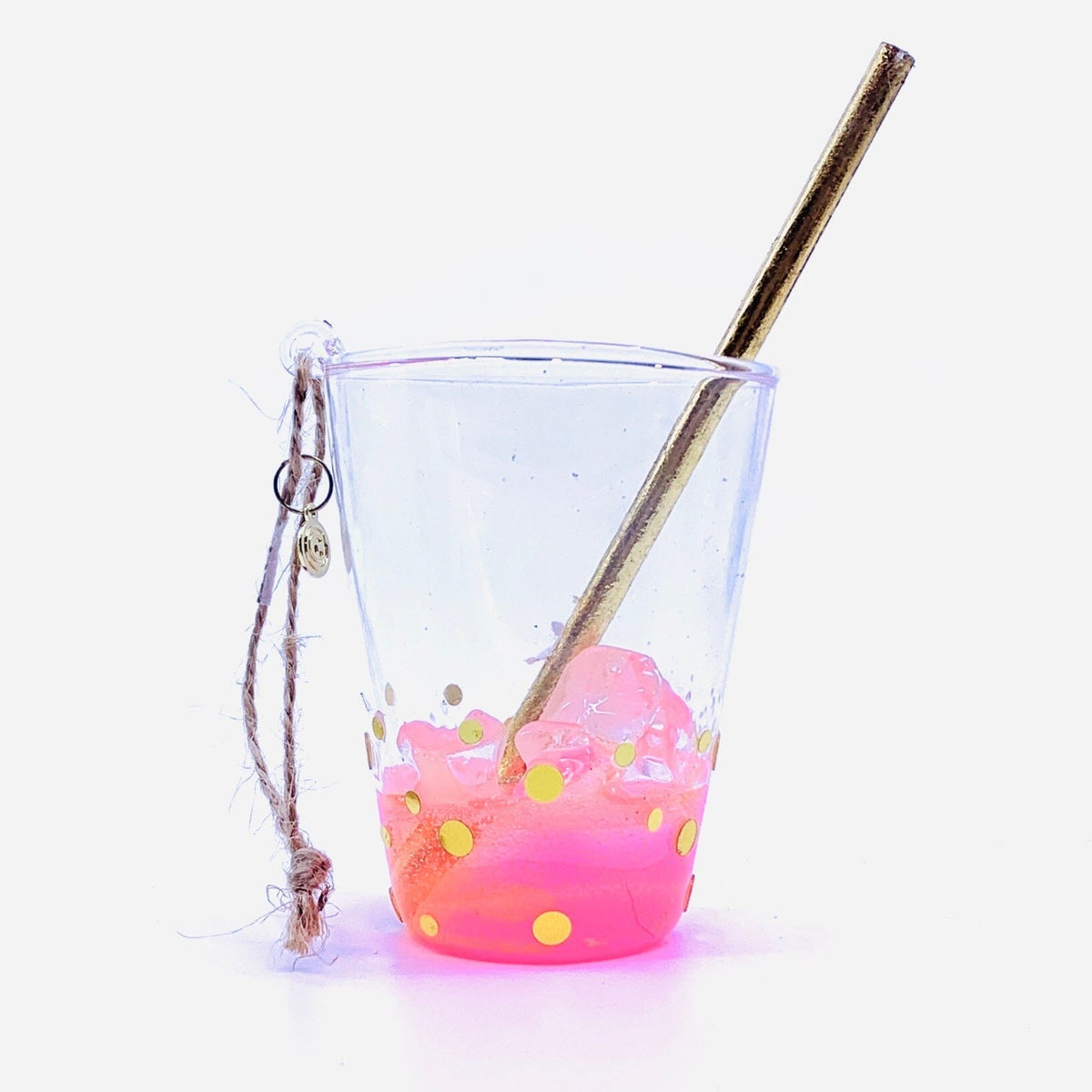 Cocktail Drink Ornament, Pink Fizz Ornament One Hundred 80 Degrees 