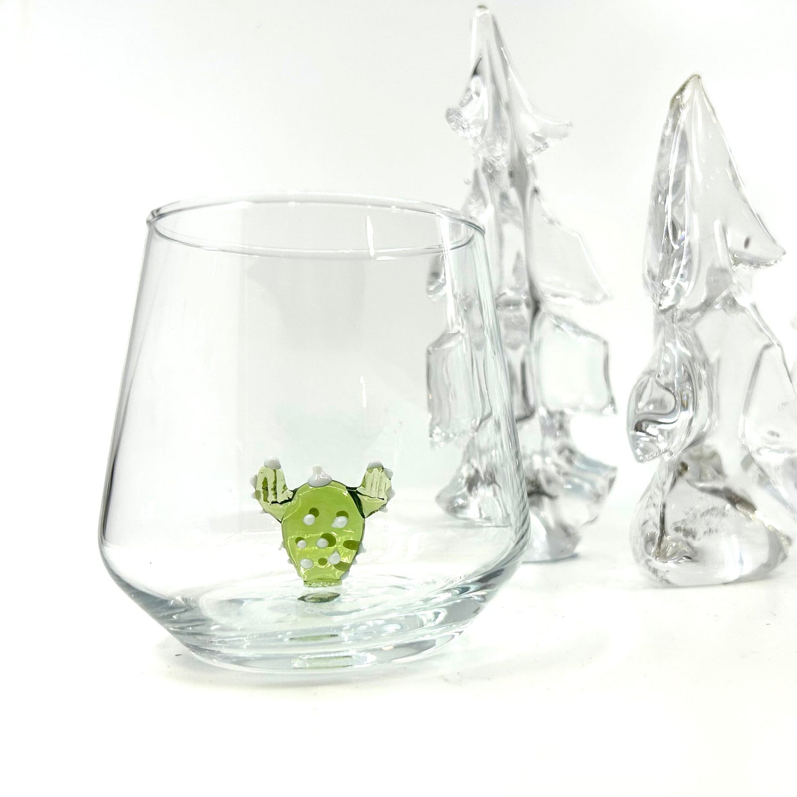 Tiny Animal Wine Glass, Cactus White Decor MiniZoo 