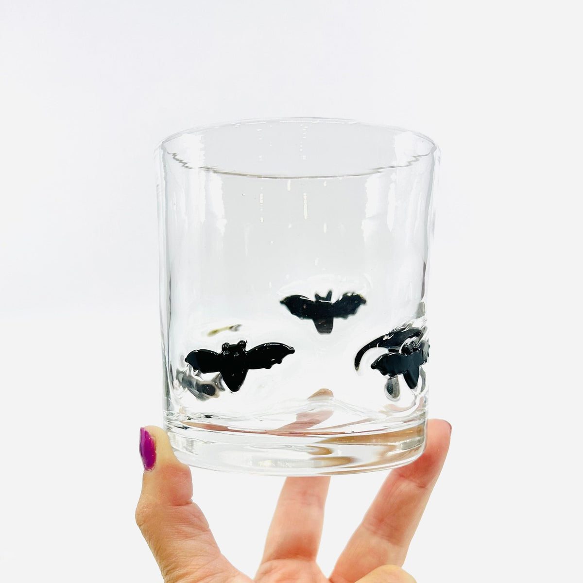 Bat Double Old Fashioned Glass Decor Tag 