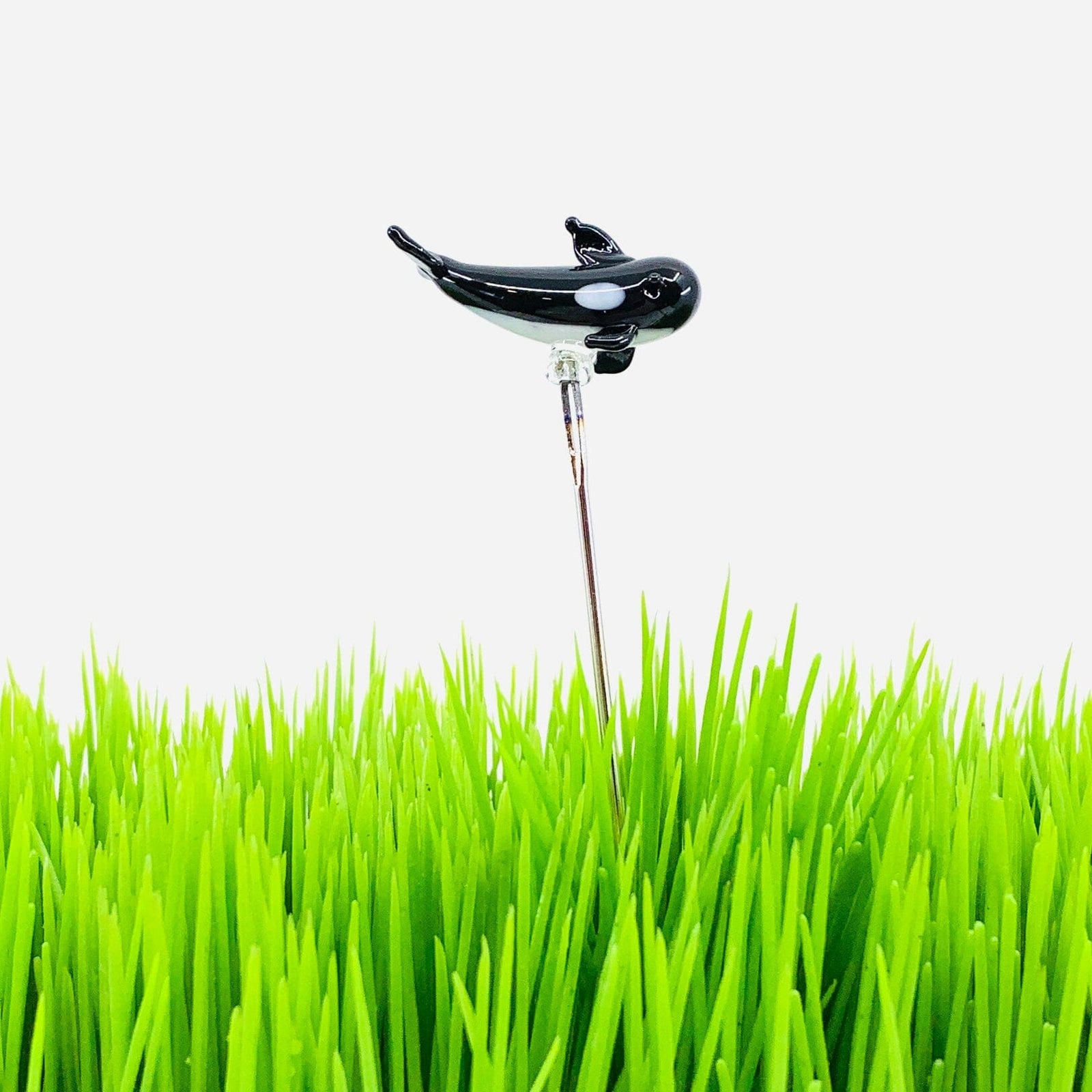 Tiny Glass Animal Garden Stake 18, Shamu Decor - 