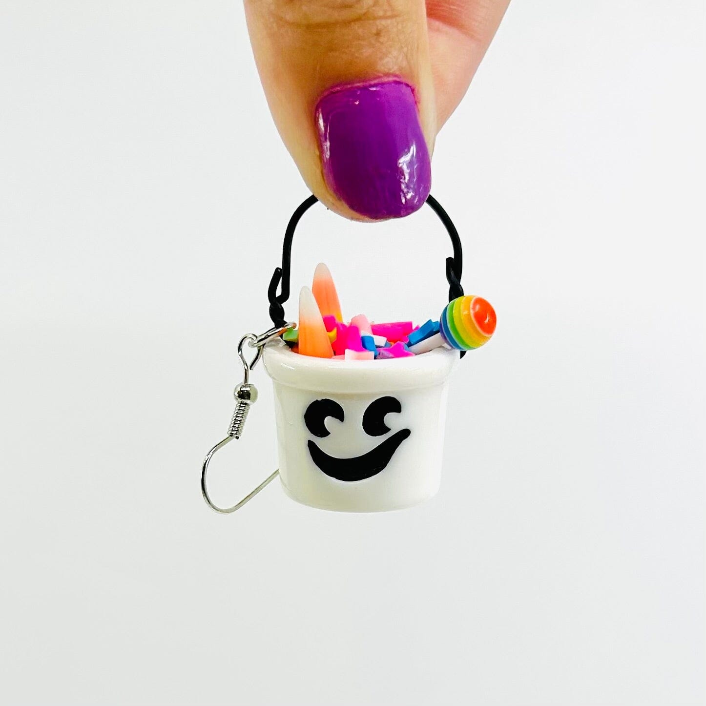 Halloween Bucket Earrings, Ghost - 