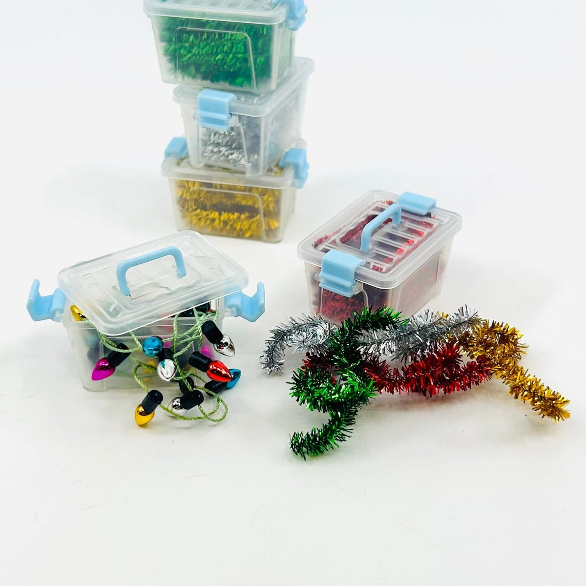 Tiny Attic Tote of Christmas Garland, Silver Miniature - 