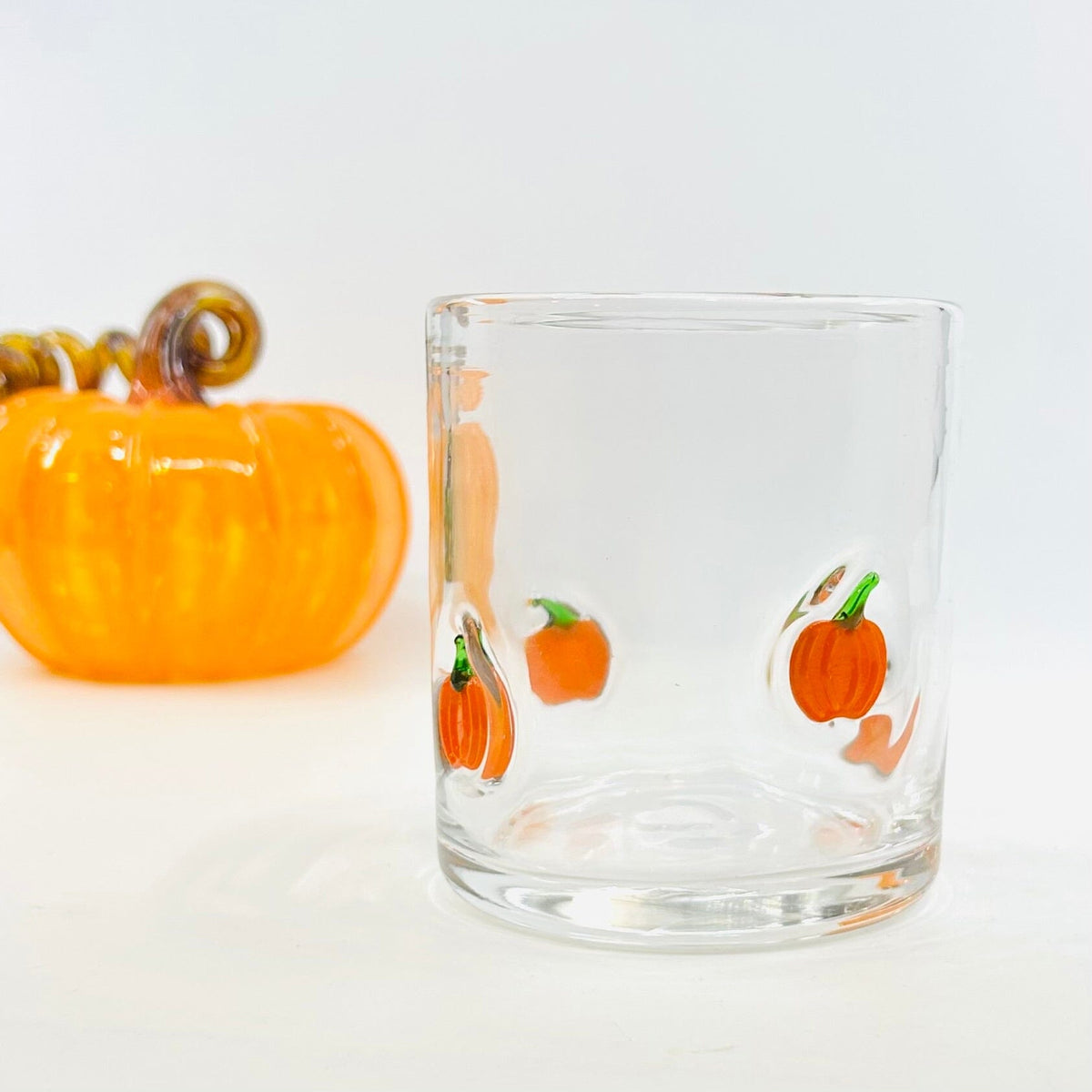 Pumpkin Double Old Fashioned Glass Decor Tag 