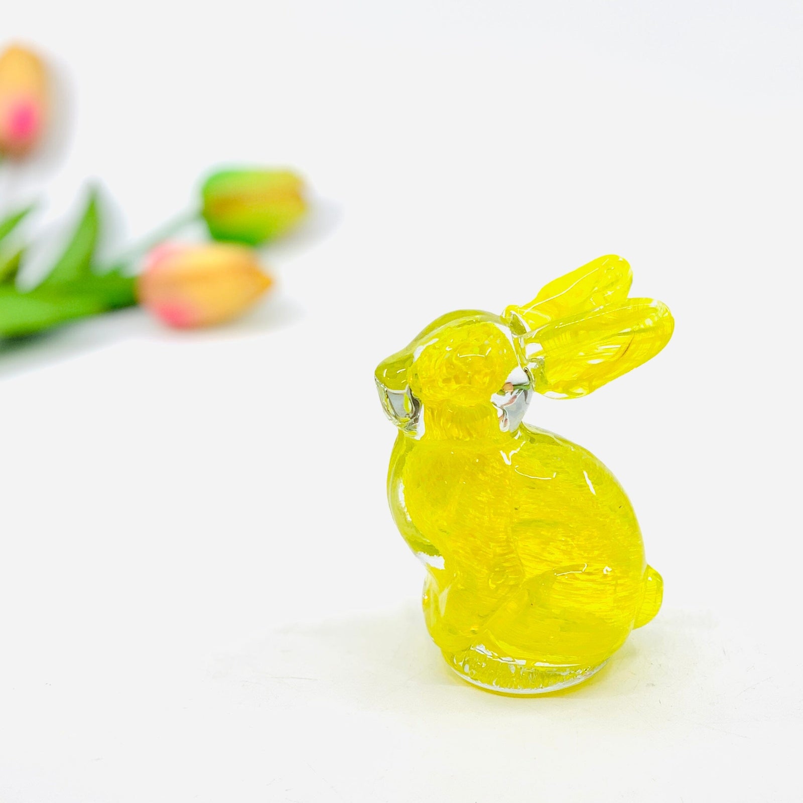 Glass Easter Baby Bunny, Lemon Diamond Star 
