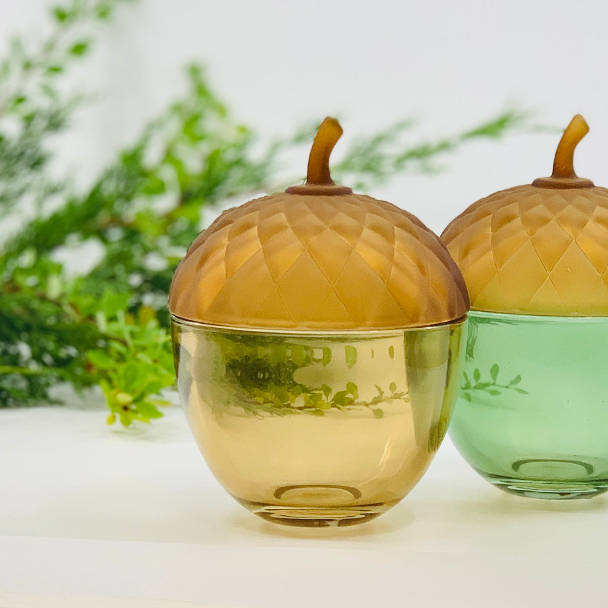 Glass Acorn Jar, Tan