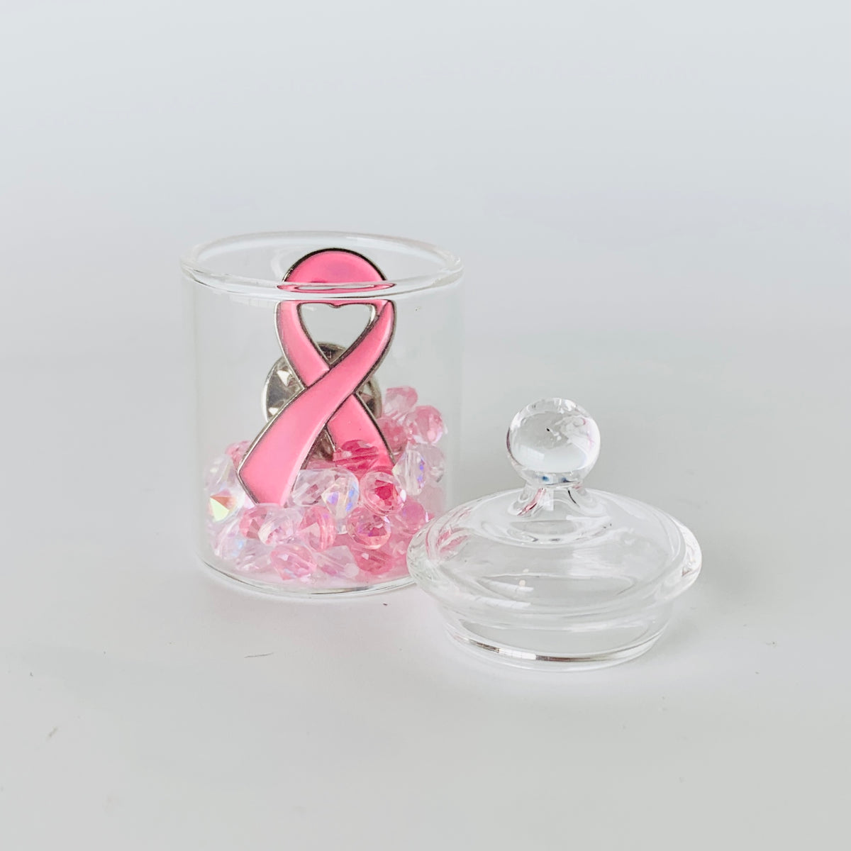 Breast Cancer Awareness, Tiniest Glass Ribbon Jar