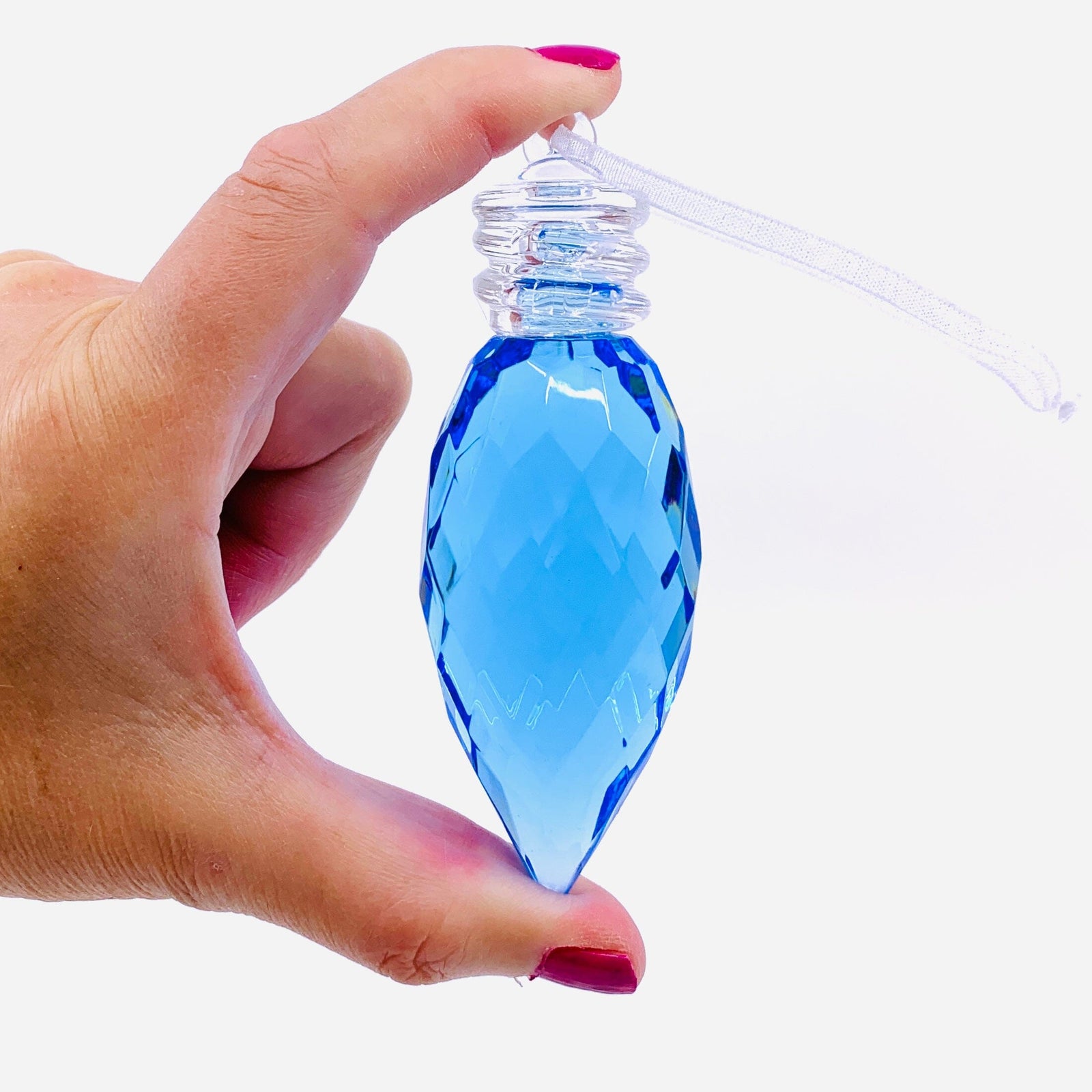 Vintage Bulb Acrylic Crystal Ornament 5, Blue Ornament GANZ 
