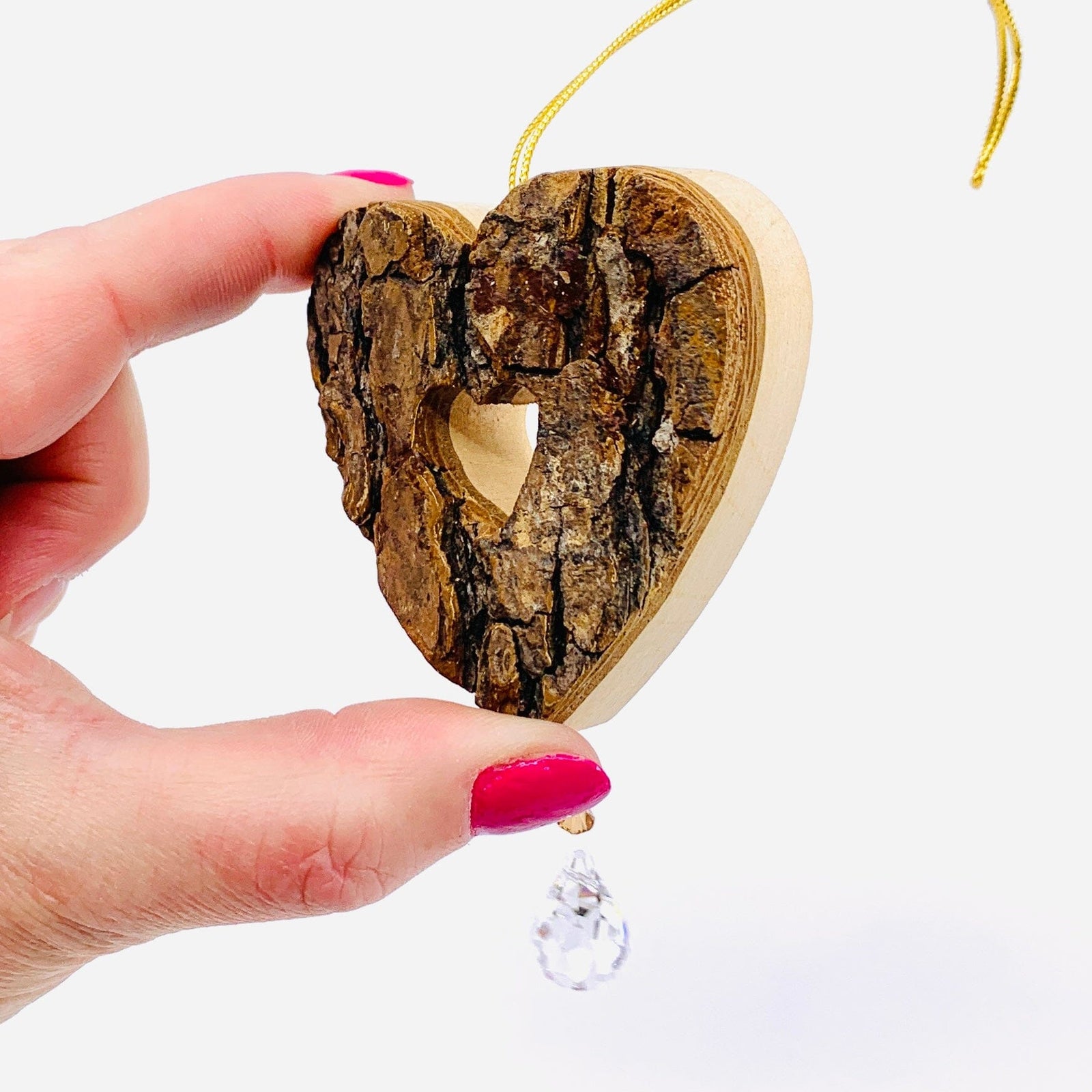 Hand Carved Heart Ornament with Swarovski Crystal 4 Dolfi 