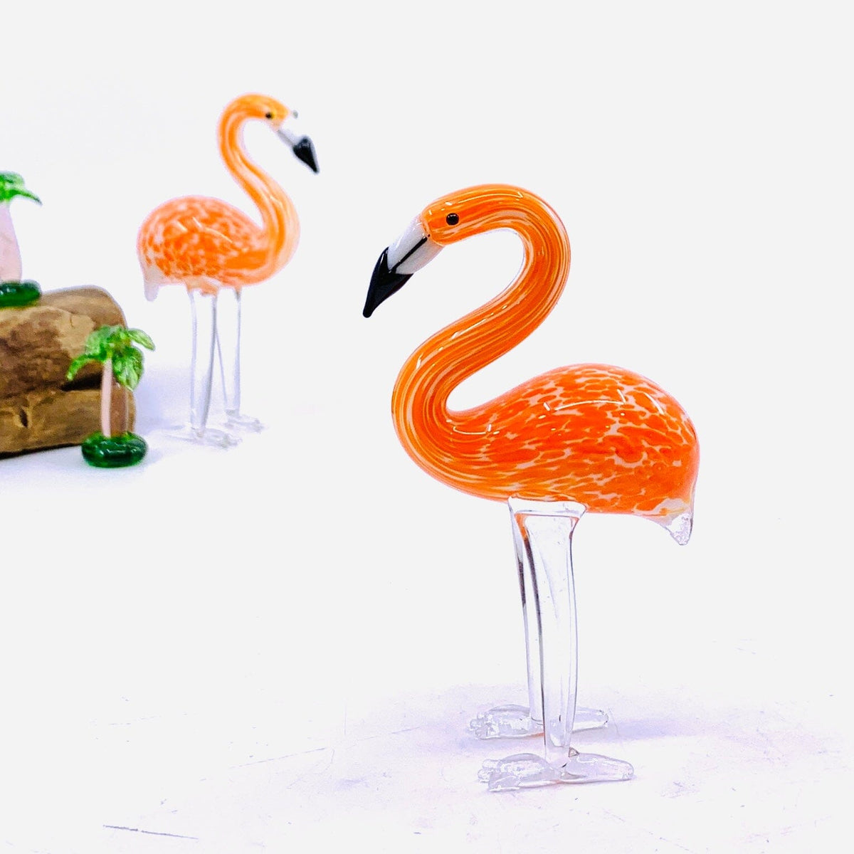 Coral Glass Flamingo Miniature - 