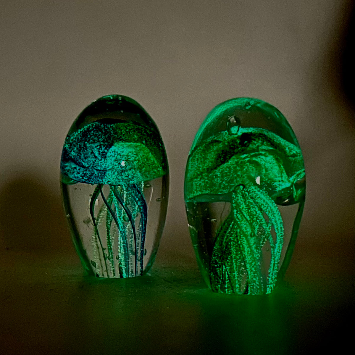 Glow in The Dark Jellyfish Paperweight Small 12, Blue Green A