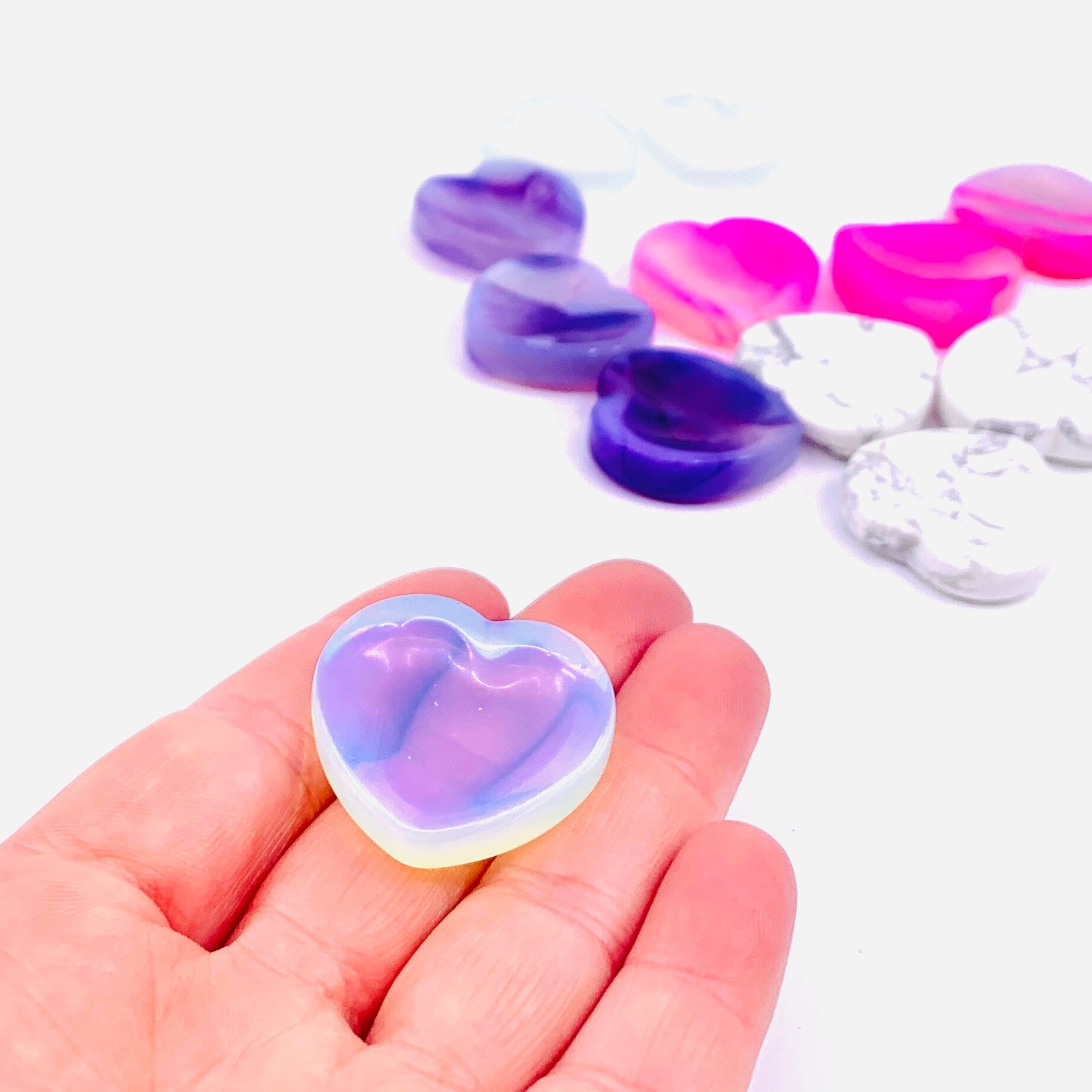 Small Heart Worry Stone - Opalite Decor - 