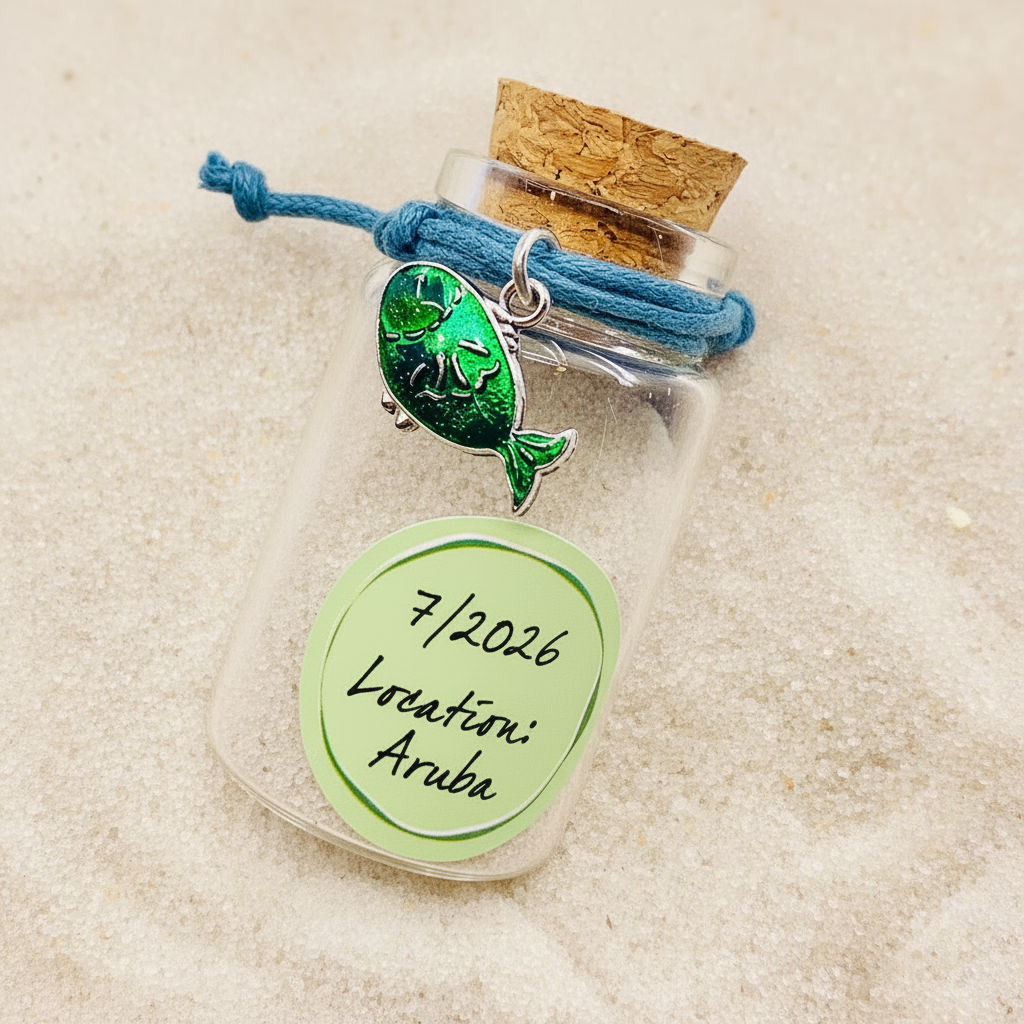 Keepsake Sand Jar and Bracelet, Green Fish