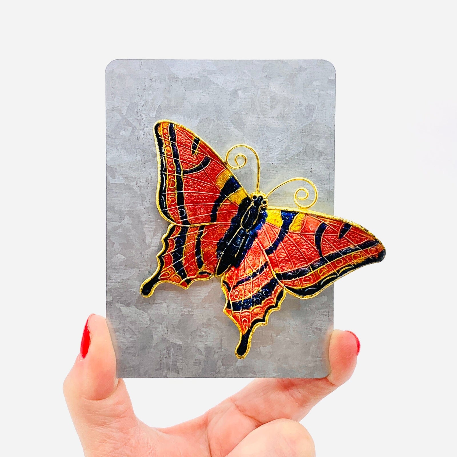 Pewter Enameled Butterfly Magnets -4 Decor Kubla Craft 