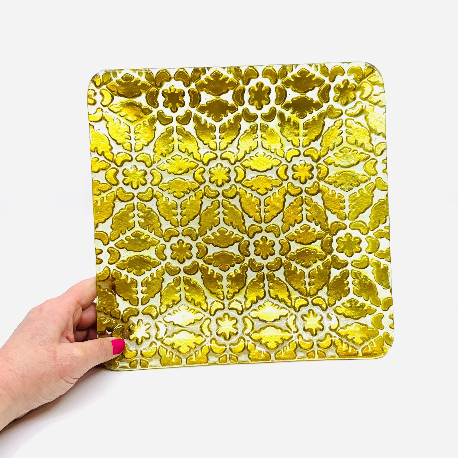 Glass Fusion Plate, Gold Filigree 25 Decor Boston International, INC 