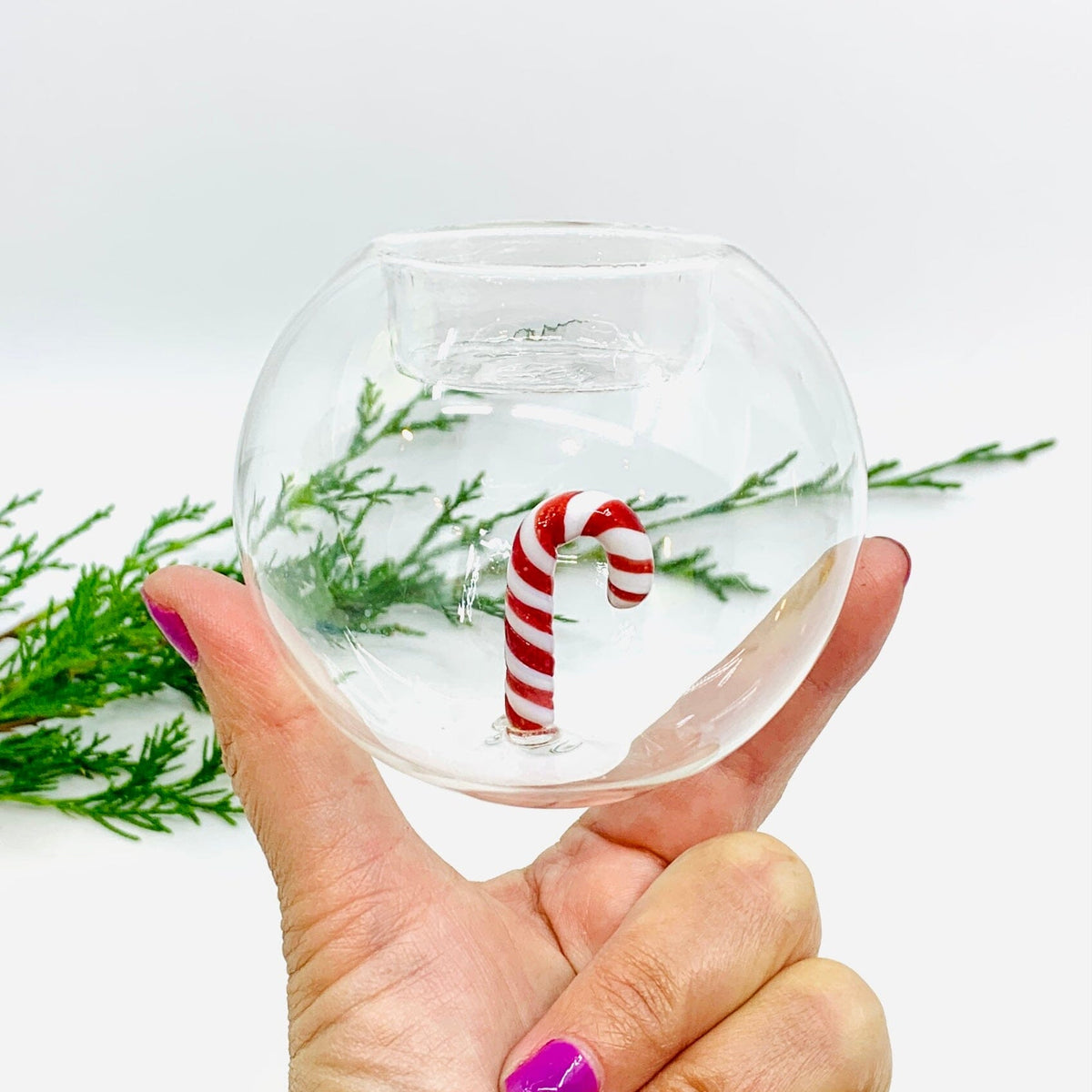 Globe Tealight Holder, Candy Cane Decor Tag 