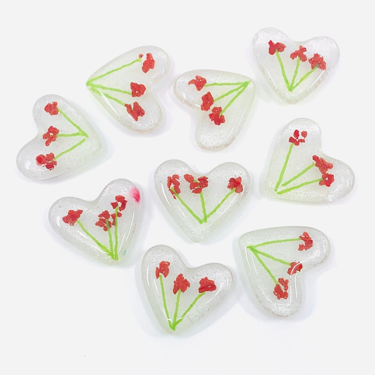 Fused Pocket Heart, Poppy Miniature Luke Adams Glass Blowing Studio 