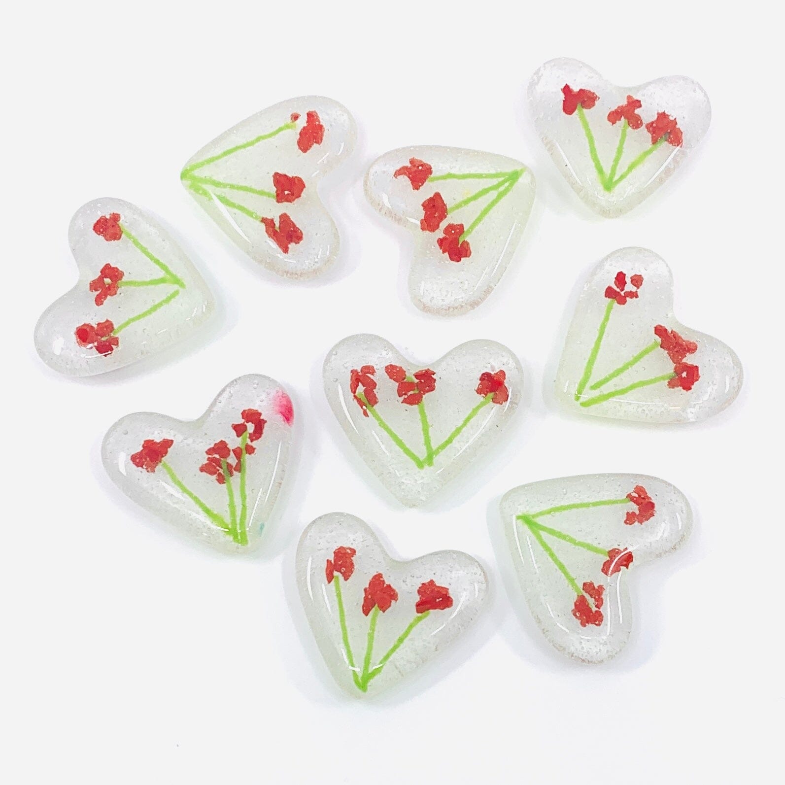 Fused Pocket Heart, Poppy Miniature Luke Adams Glass Blowing Studio 