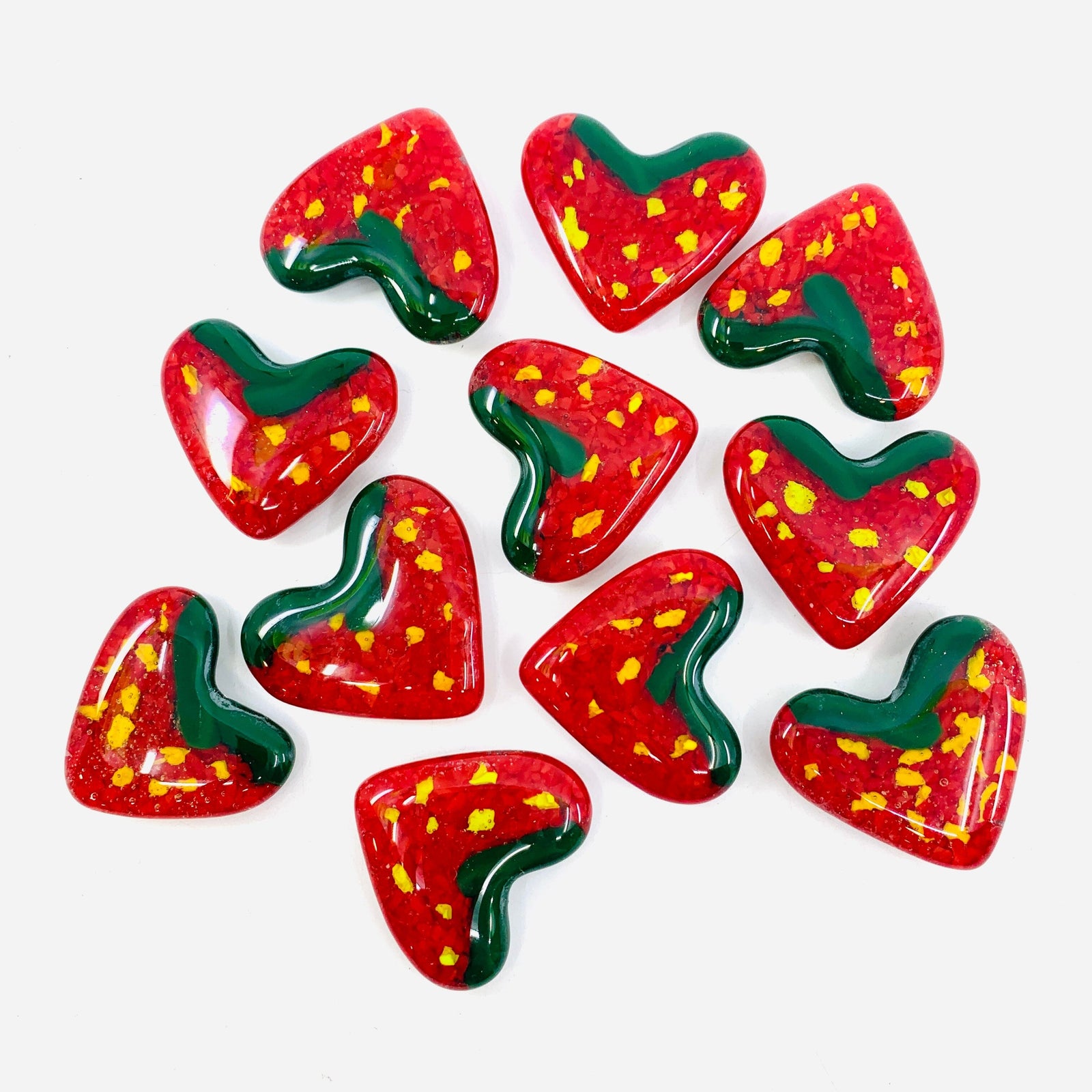 Fused Pocket Heart, Strawberry Miniature Jean 