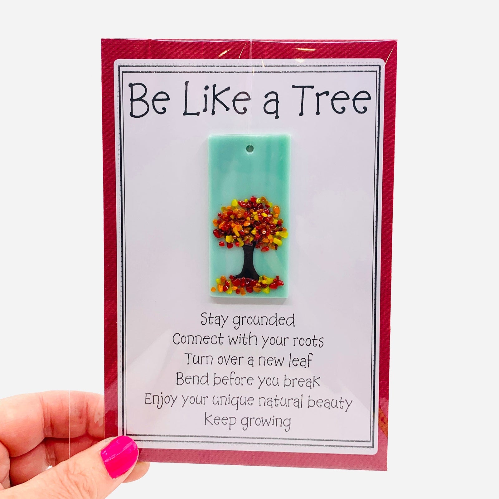 Fused Glass "Be Like a Tree” Suncatcher 5 Decor Glimmer Glass Gifts 