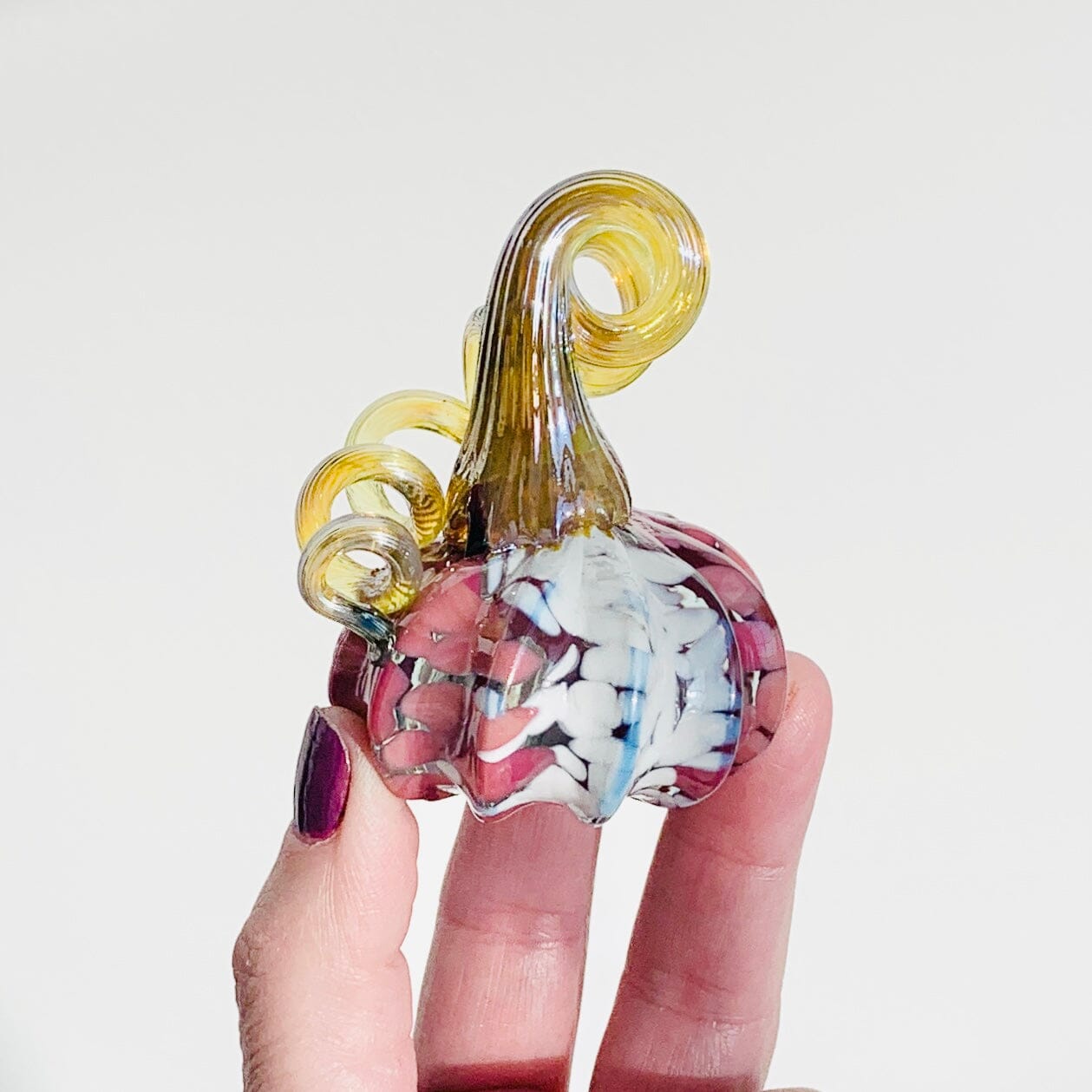 Daily Pumpkin 852 “Breast Cancer Awareness” Mini Paperweight Daily Pumpkin Luke Adams Glass Blowing Studio 