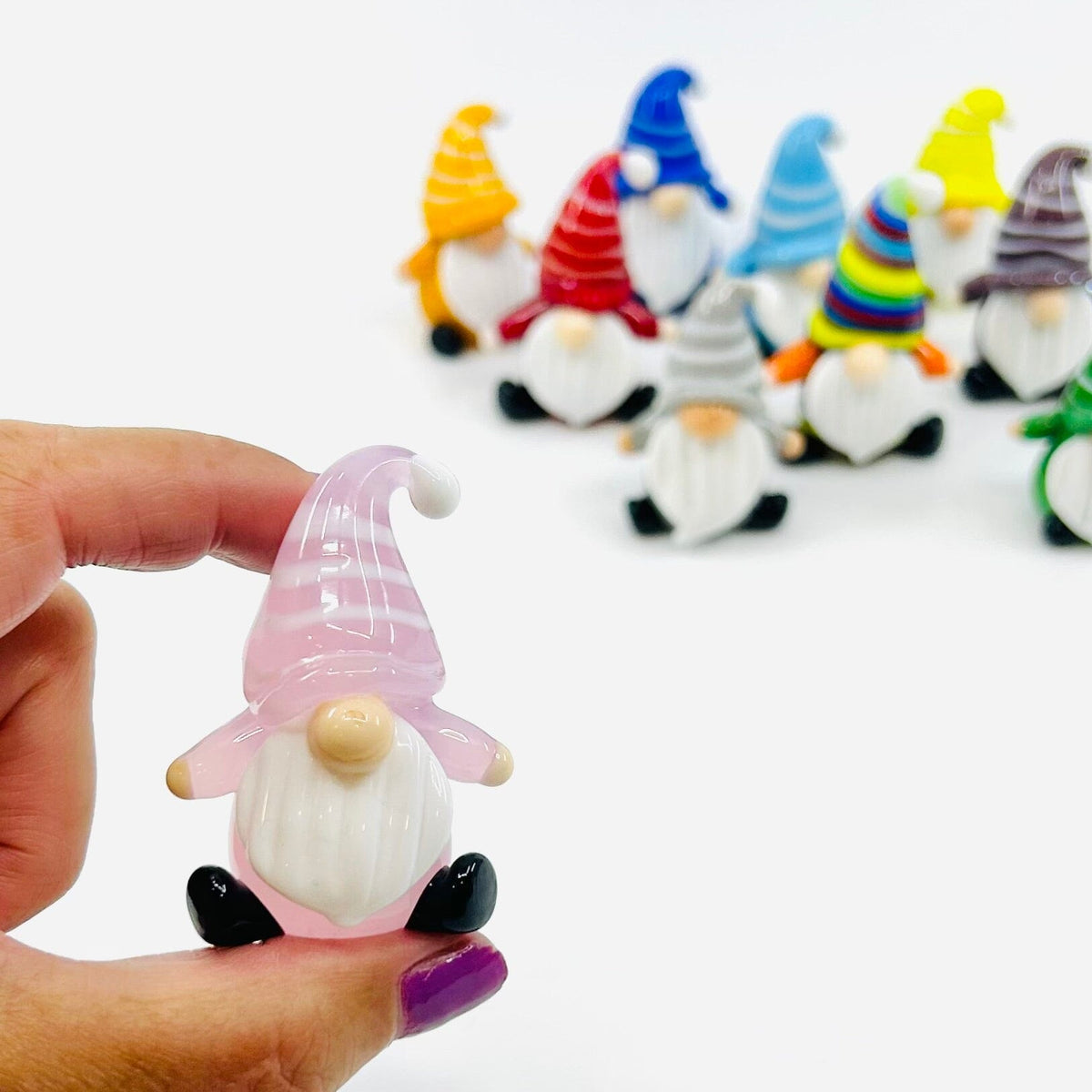 Everyday Little Glass Gnomes, Pink Miniature Alex 