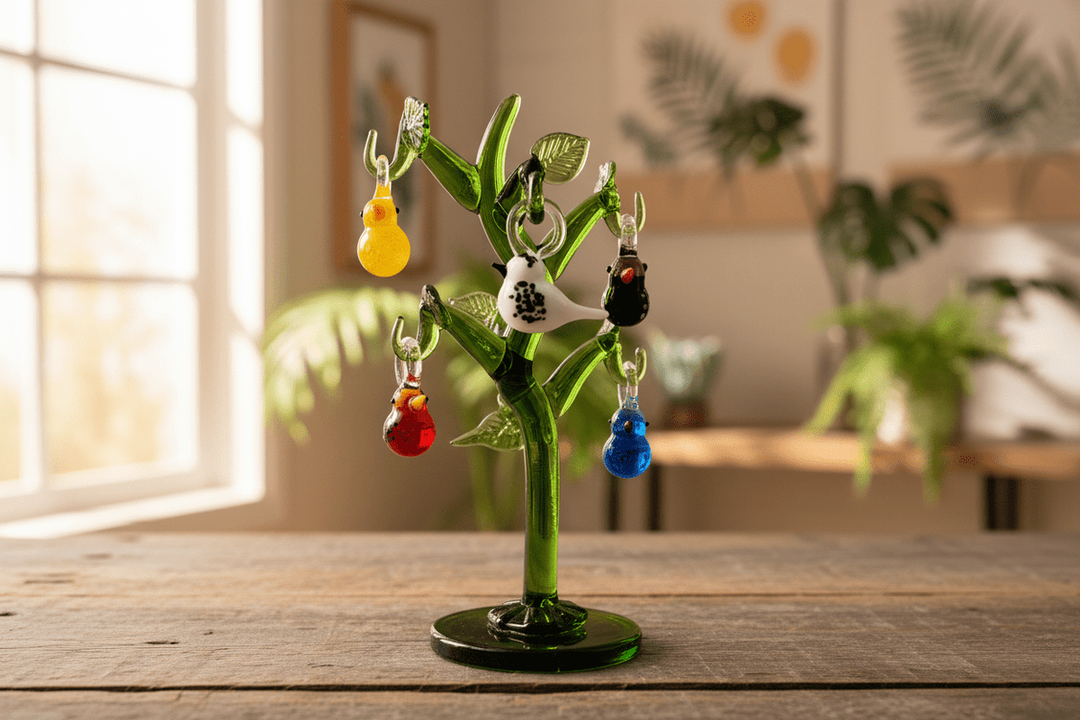 LAST ONE - Glass Whimsical Bird Tree Decor Gift Essentials 