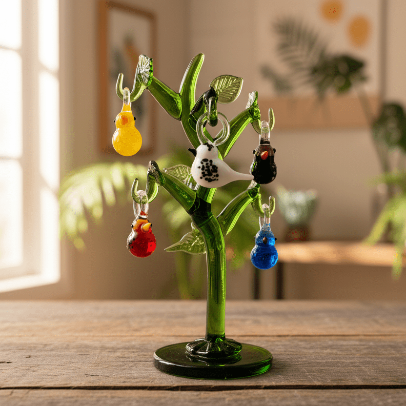 LAST ONE - Glass Whimsical Bird Tree Decor Gift Essentials 