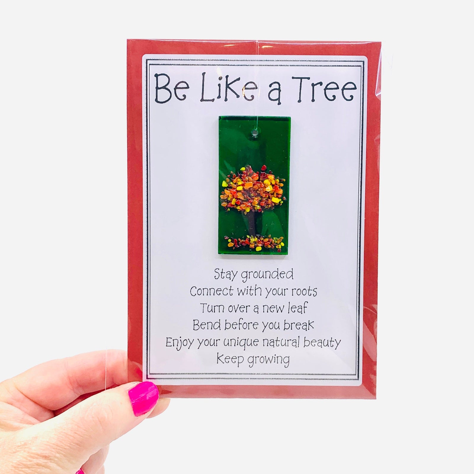 Fused Glass "Be Like a Tree” Suncatcher 3 Decor Glimmer Glass Gifts 