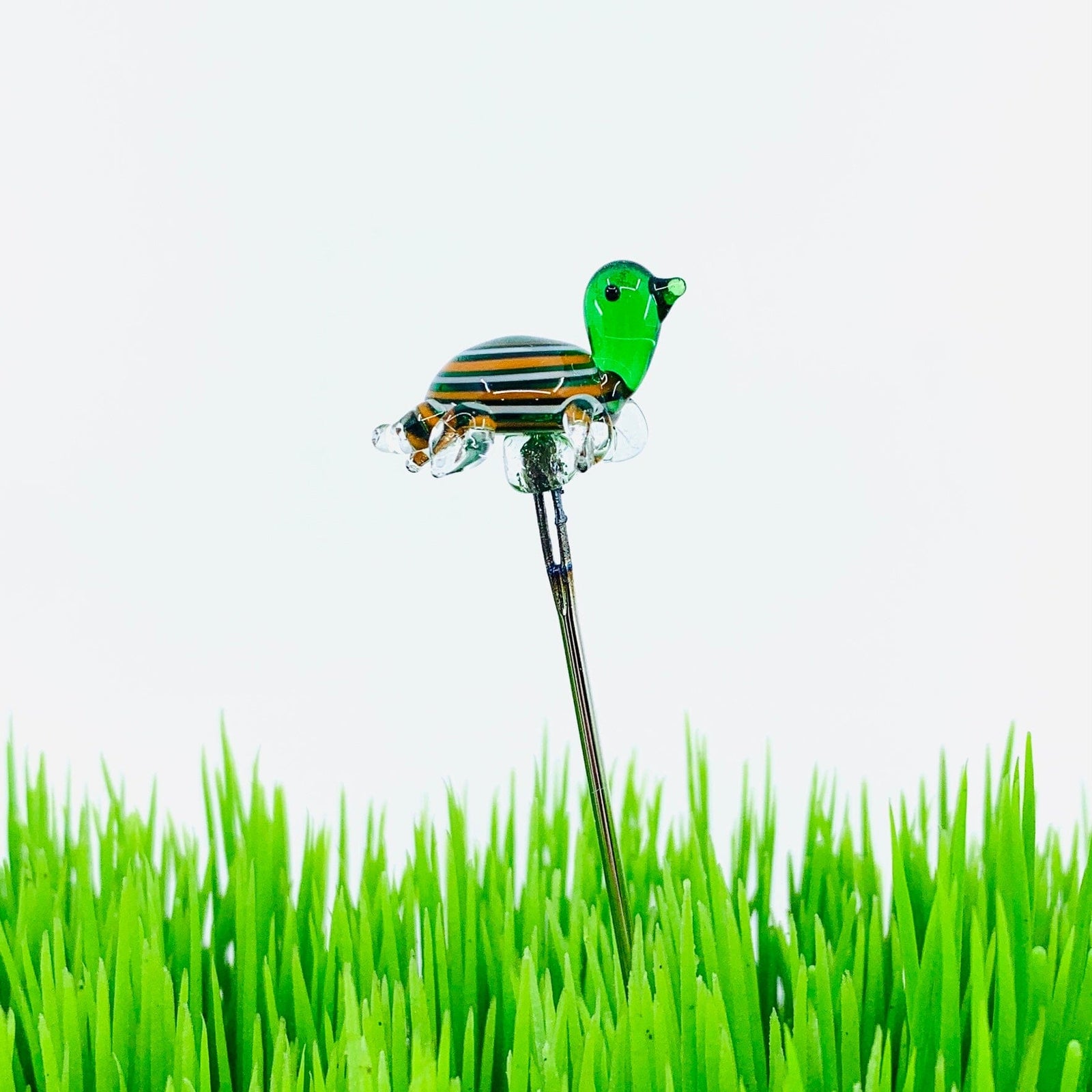 Tiny Glass Animal Garden Stake 6, Turtle Decor - 