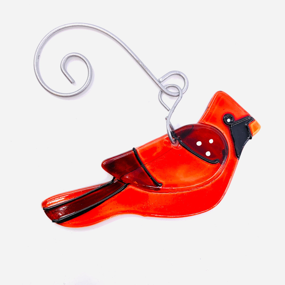 Glass Fusion Ornament 1, Red Cardinal Demdaco 