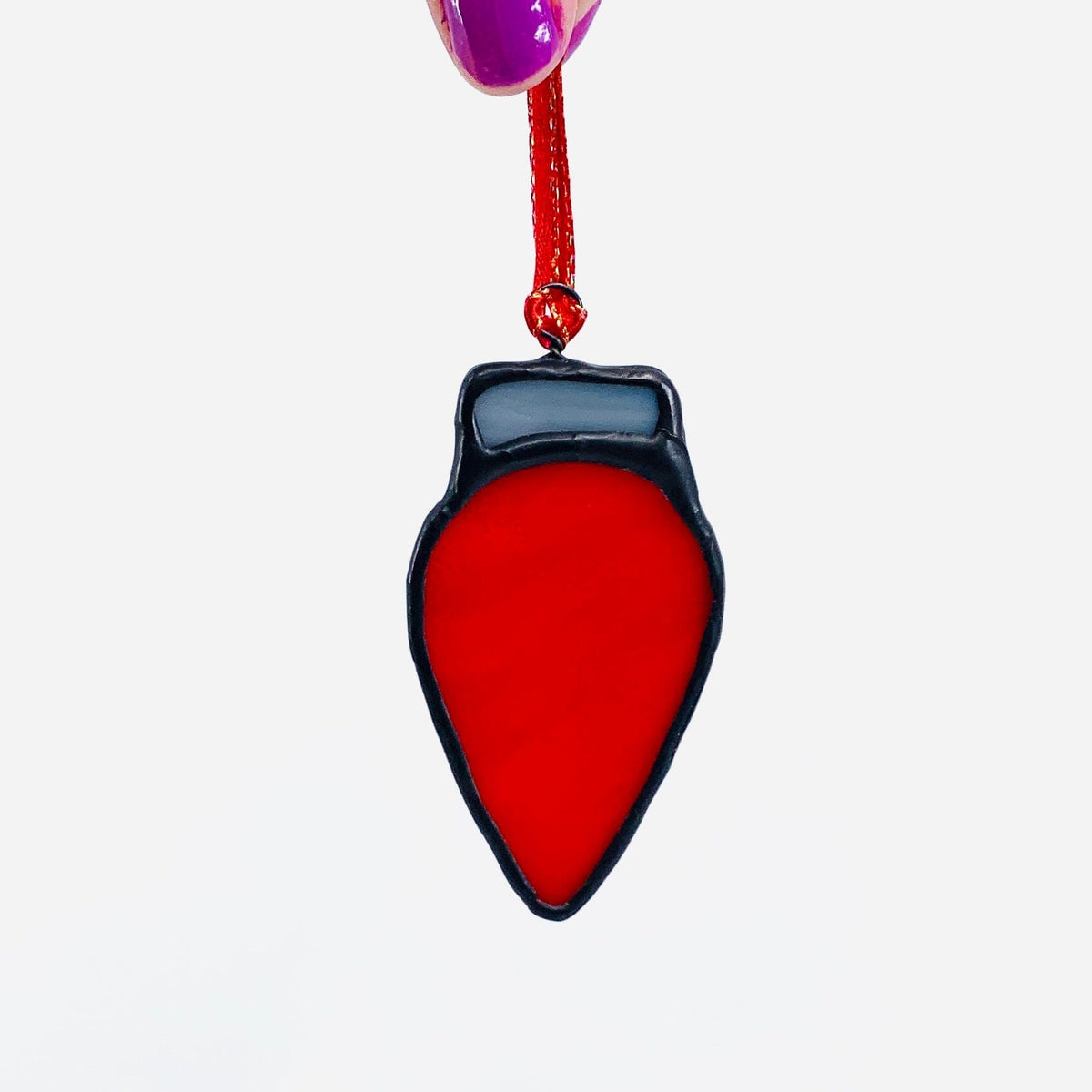 Stained Glass Suncatcher, Vintage Red Bulb Decor Michelle Bachand Dowling 