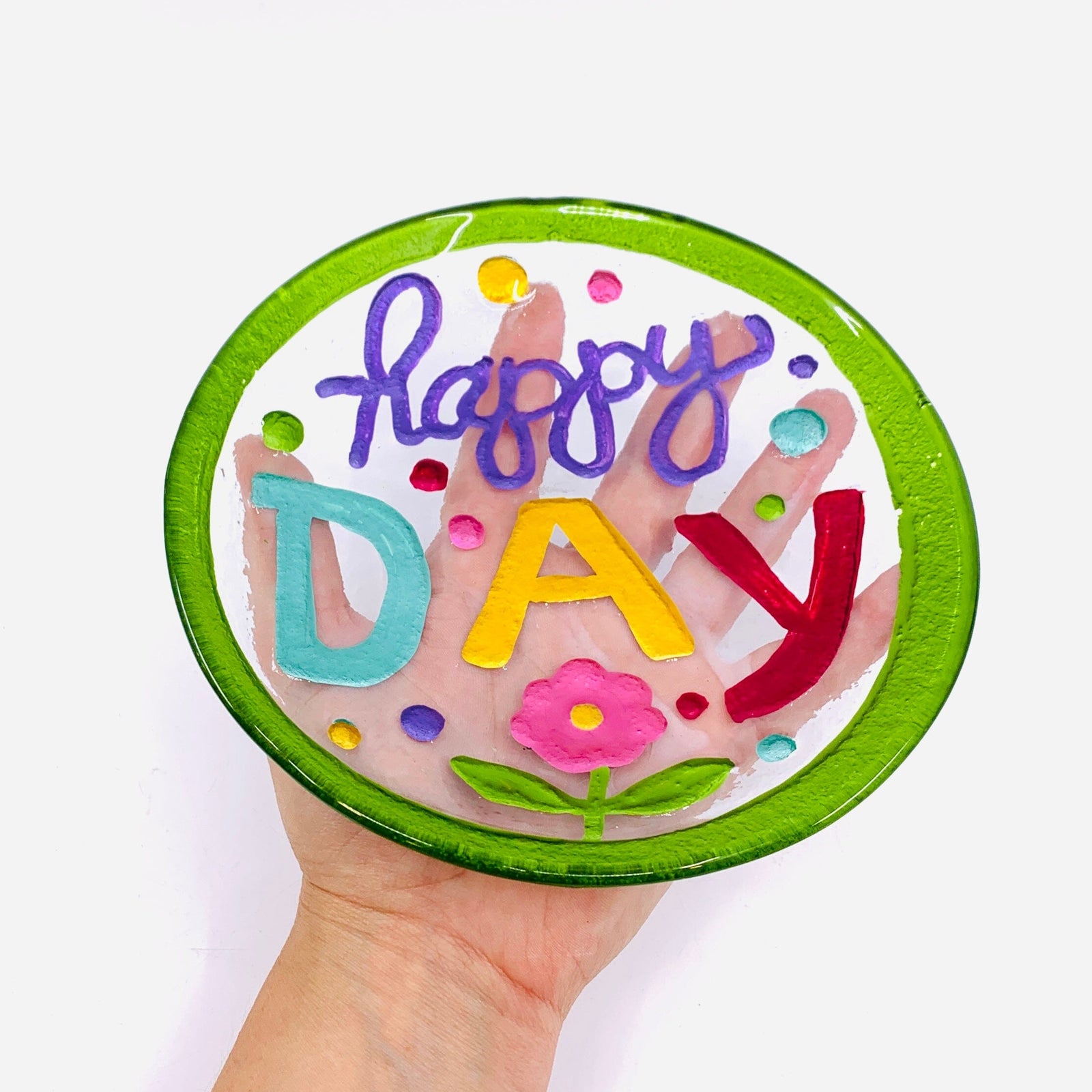 Glass Fusion Plate 61, Happy Day Mini Plate Demdaco 