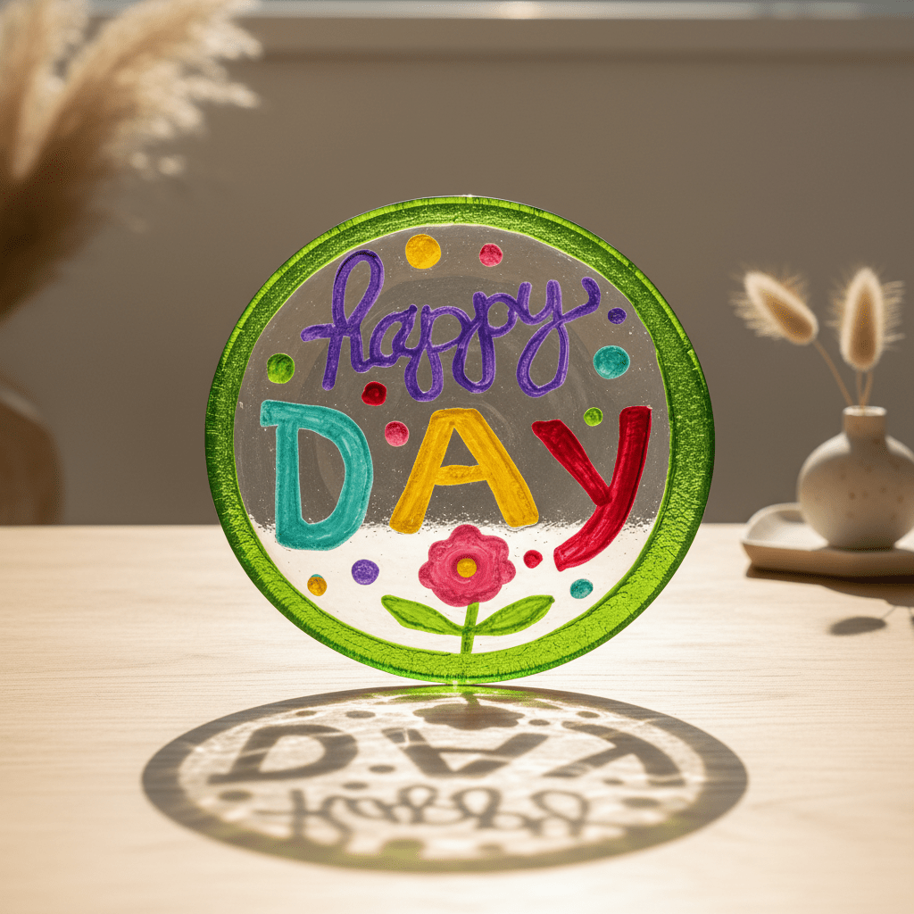 Glass Fusion Mini Plate 61, Happy Day Demdaco 