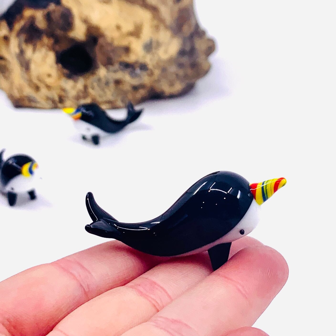 Tiny Glass Narwhal 108 Miniature - 
