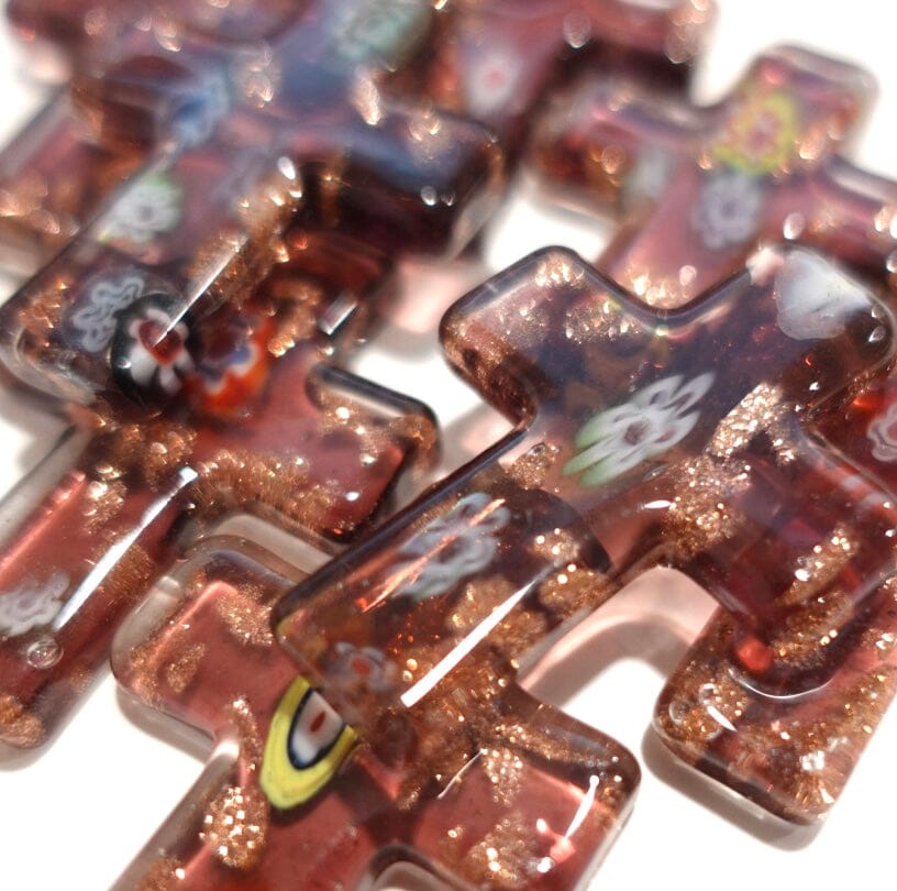 Glass Pocket Cross Miniature Shop Give Courage Purple 