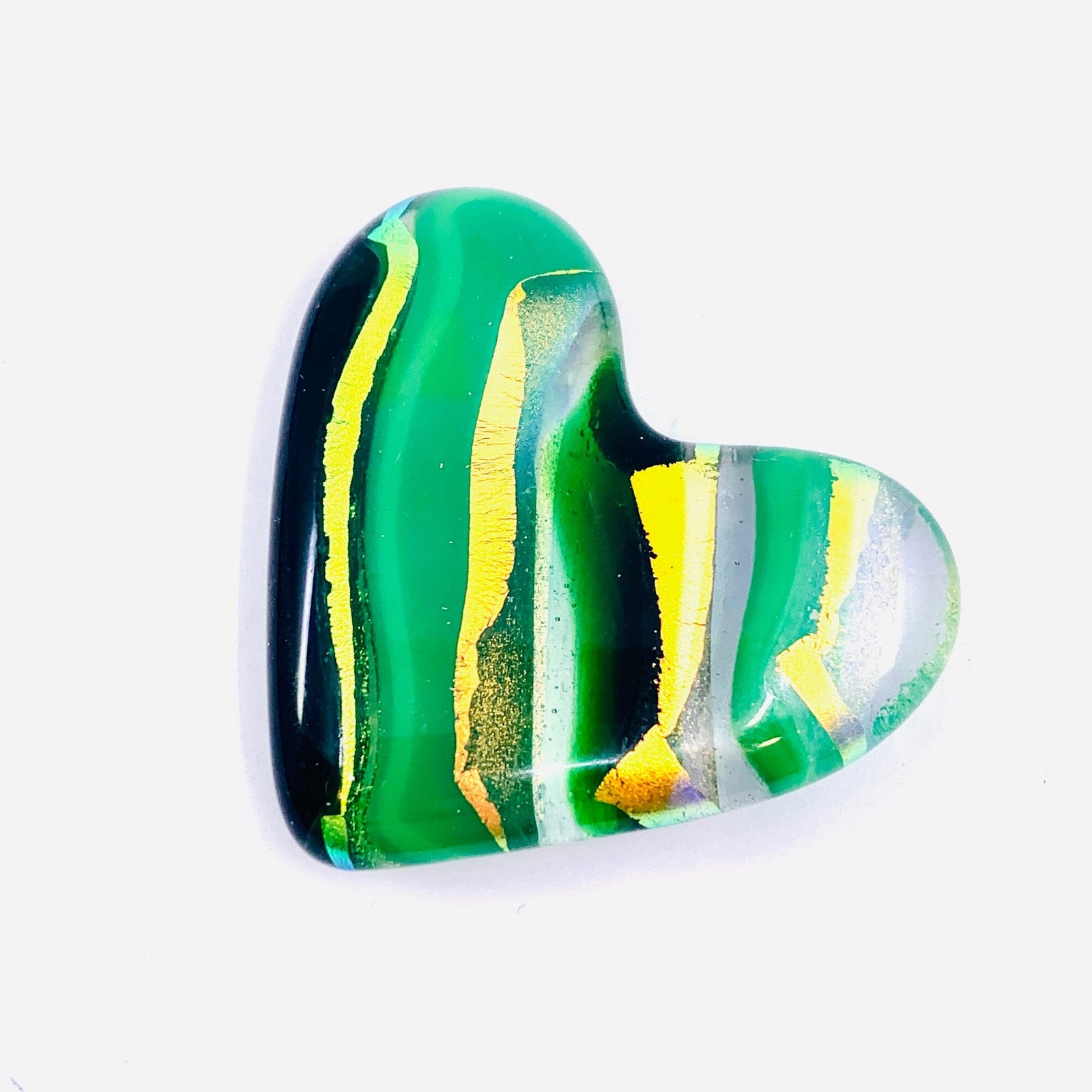 Fused Glass Birthstone Pocket Heart, Emerald Miniature Jean 