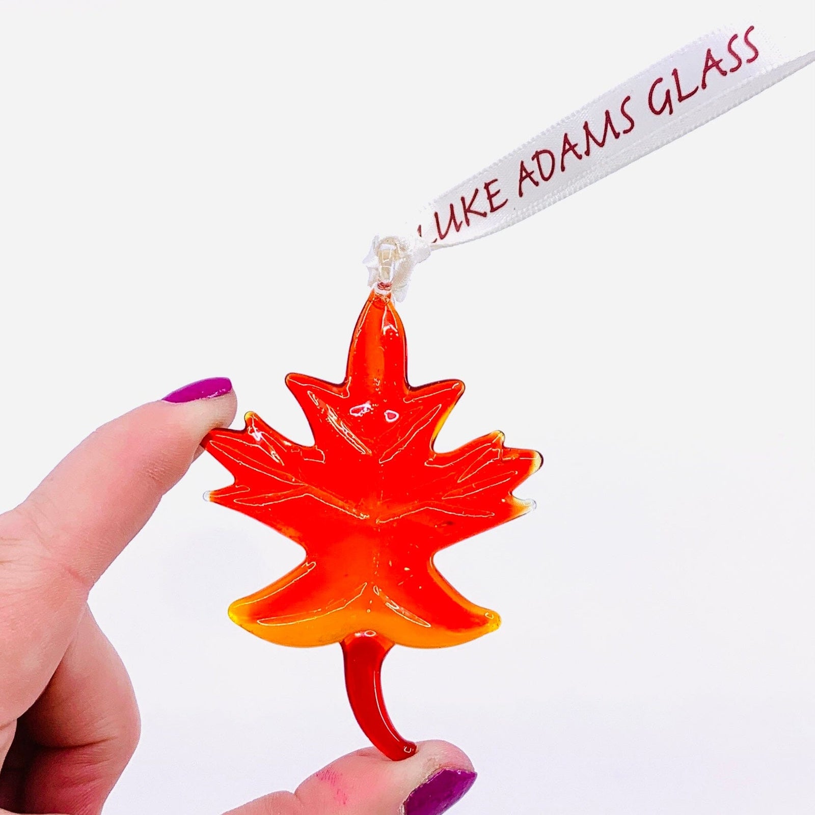Ribbon Glass Ornament 16, Maple Leaf Art Studio 