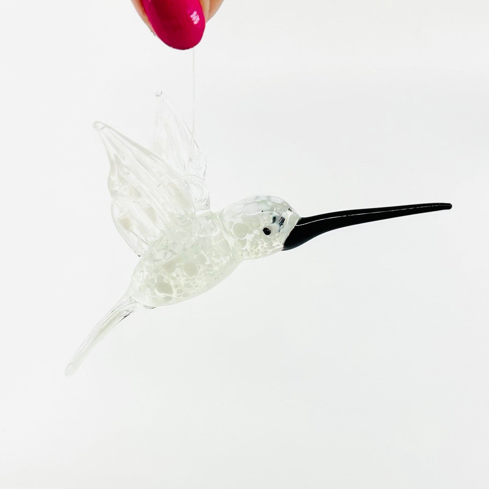 Glass Hummingbird, Speckled White Miniature C&F Enterprises 