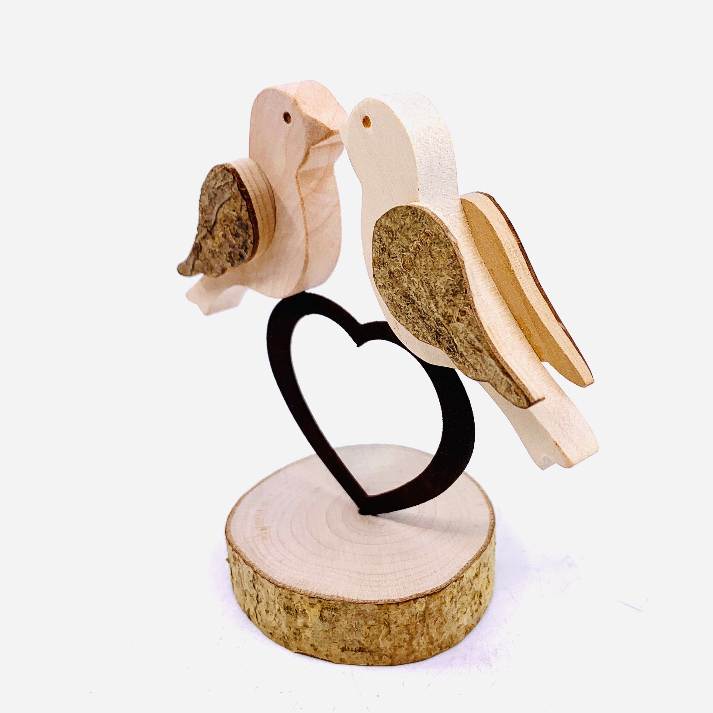 Hand Carved Wood Love Birds 8 - Luke Adams Glass Blowing Studio