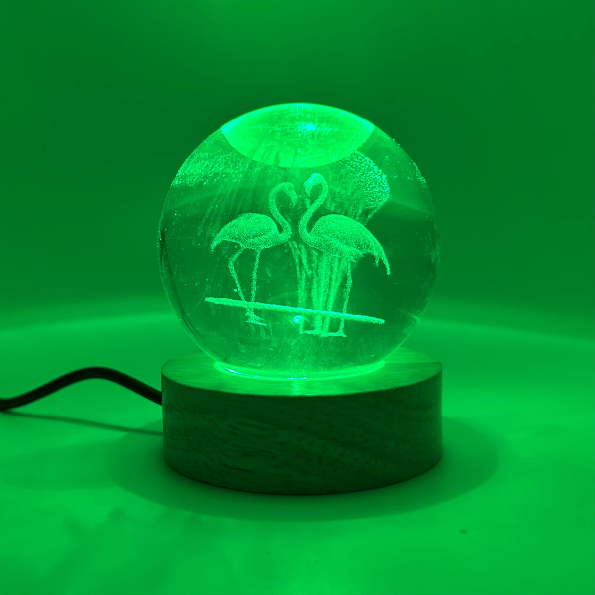 Light Up Etched Glass Sphere décor - Flamingo 29TONIGHT 