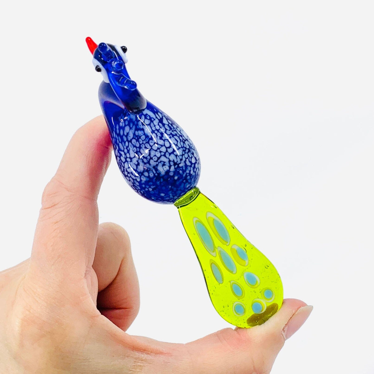 Glass Flat Tail Peacock Miniature Alex 