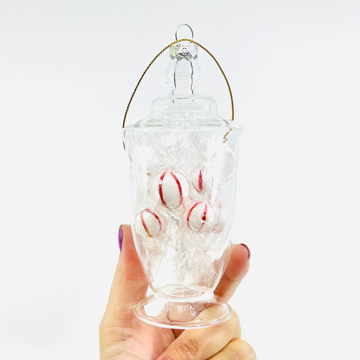 Glass Candy Jar Ornament, Mint Candy Decor Creative Co-op 