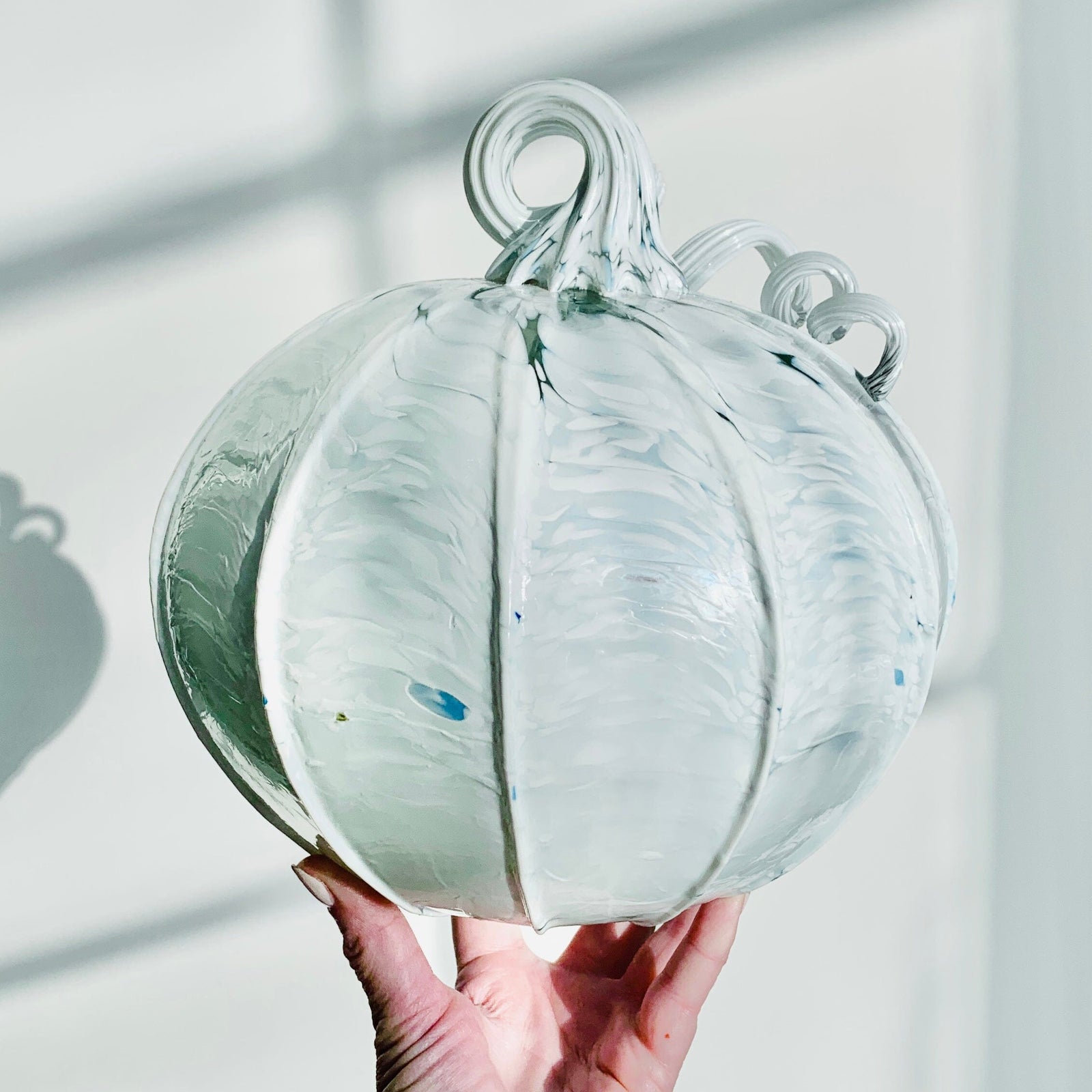 Daily Pumpkin 524 Illusive White Pumpkin Large Daily Pumpkin Luke Adams Glass Blowing Studio 